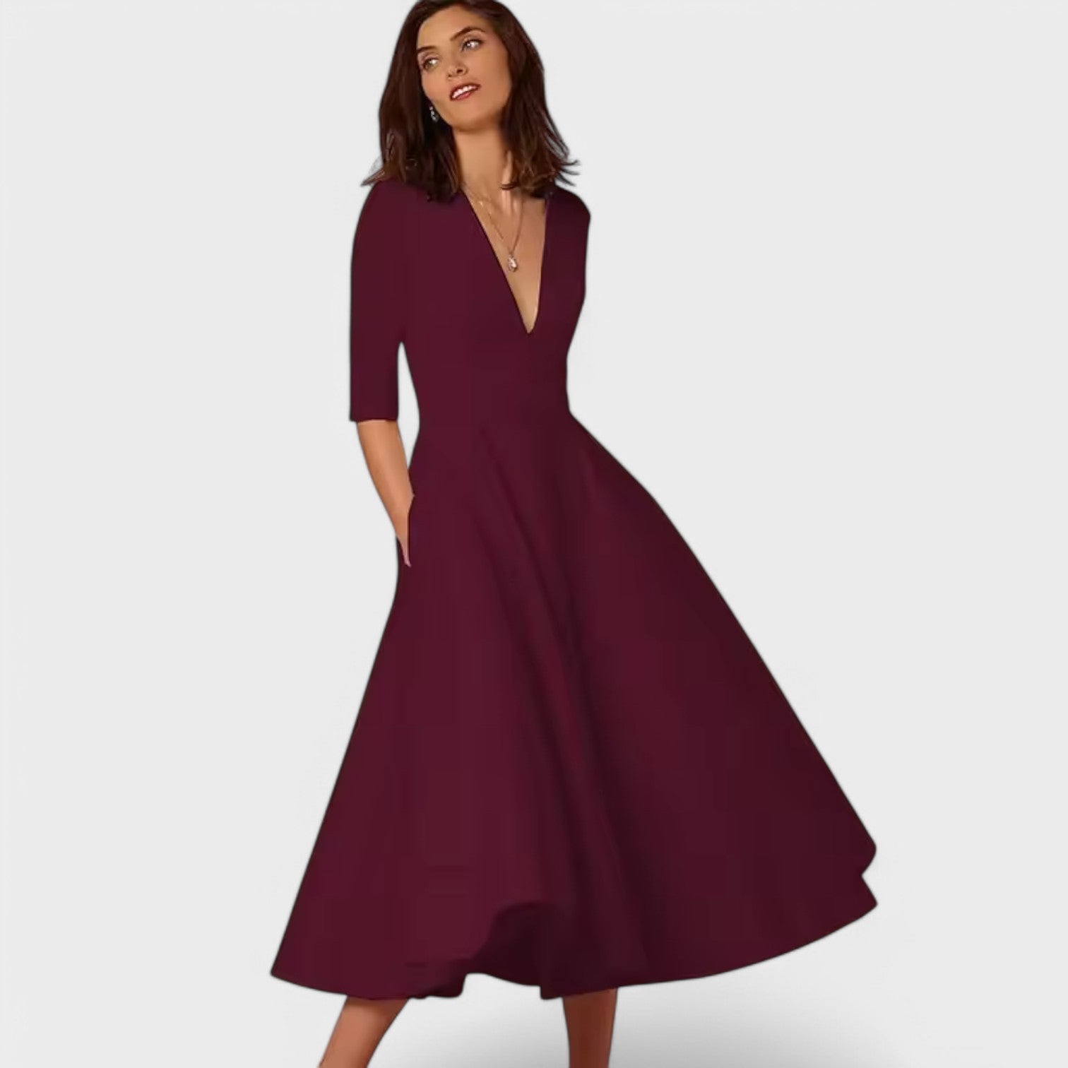 Alejandra - Vestido elegante con escote en V