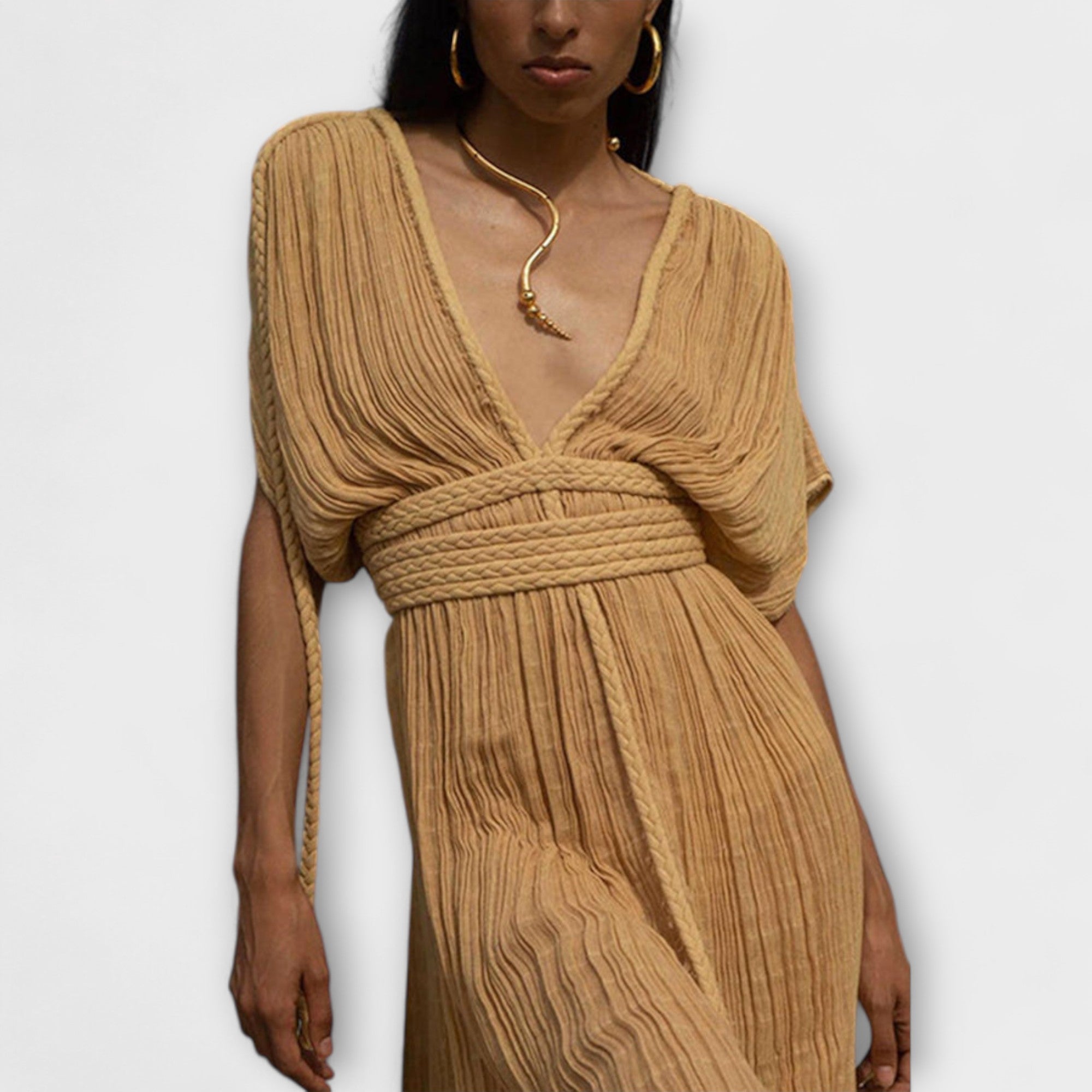 Aurelia – Vestido Maxi Boho con Cintura Trenzada