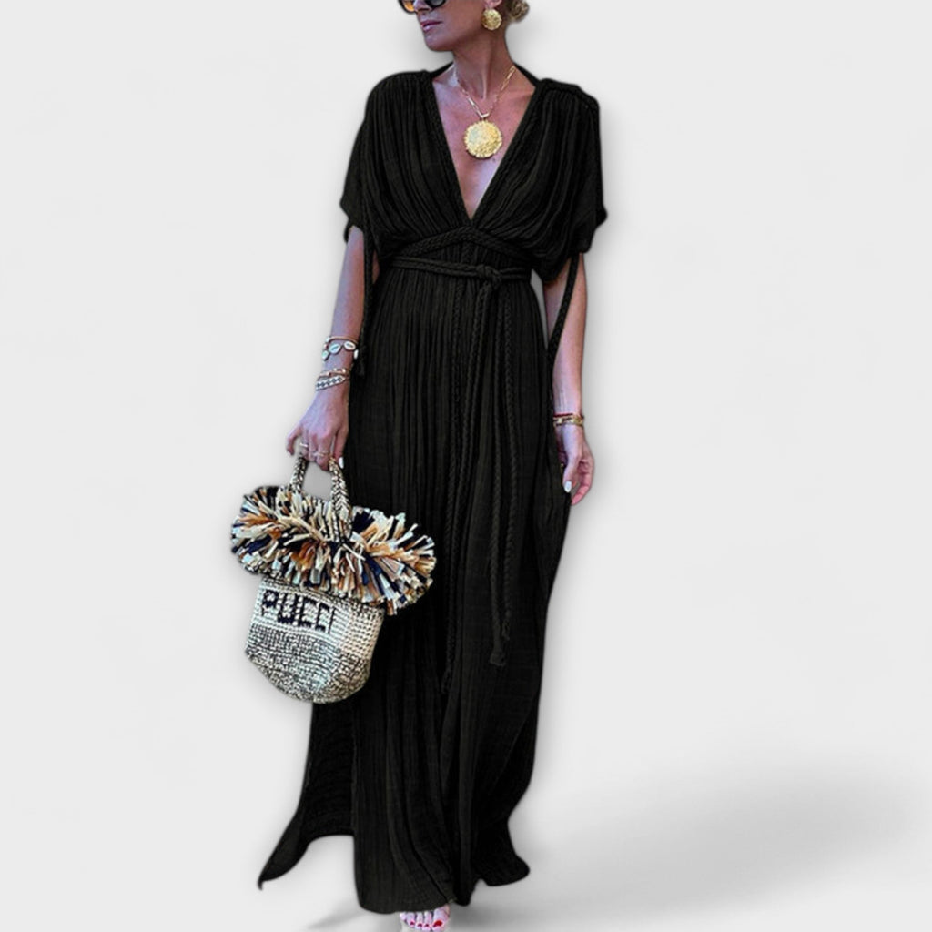 Aurelia – Vestido Maxi Boho con Cintura Trenzada