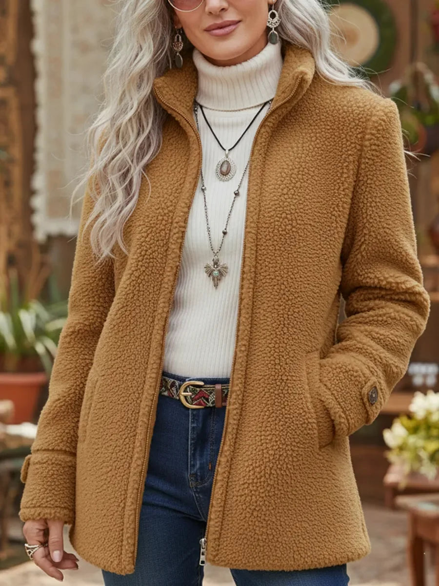 Annelies – Chaqueta suave de largo medio con cremallera