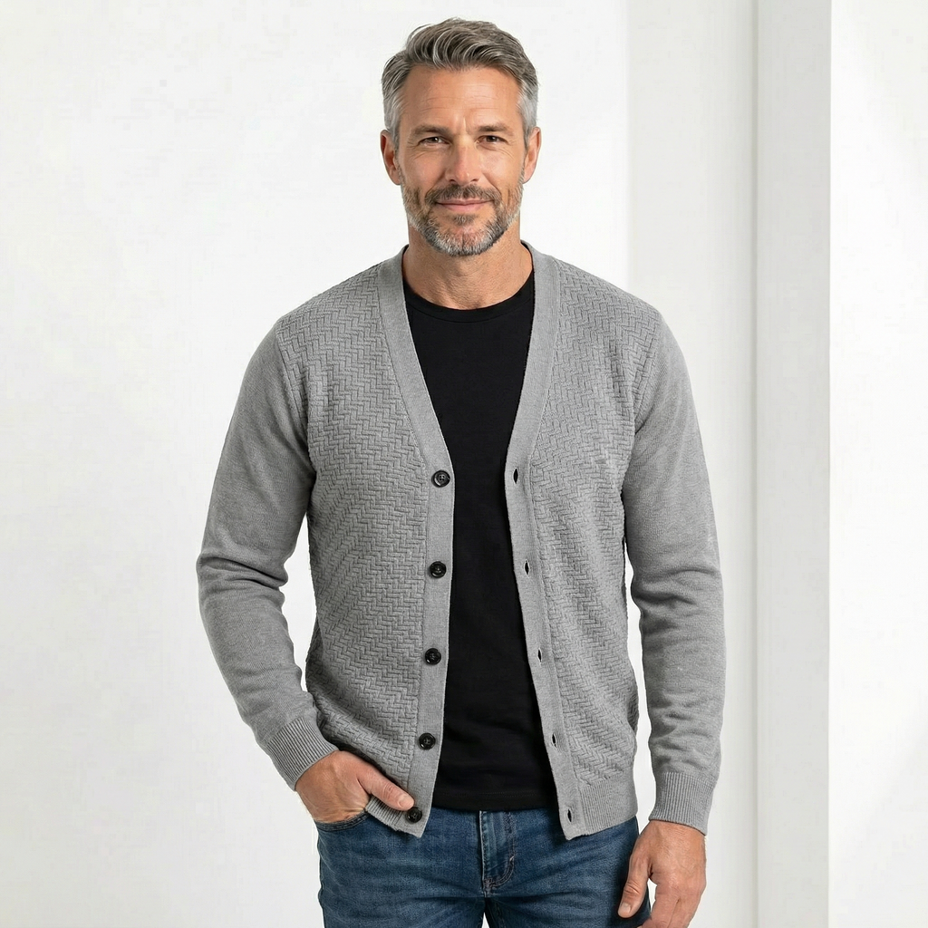 Alejandro - Cárdigan de hombre cálido con escote en V