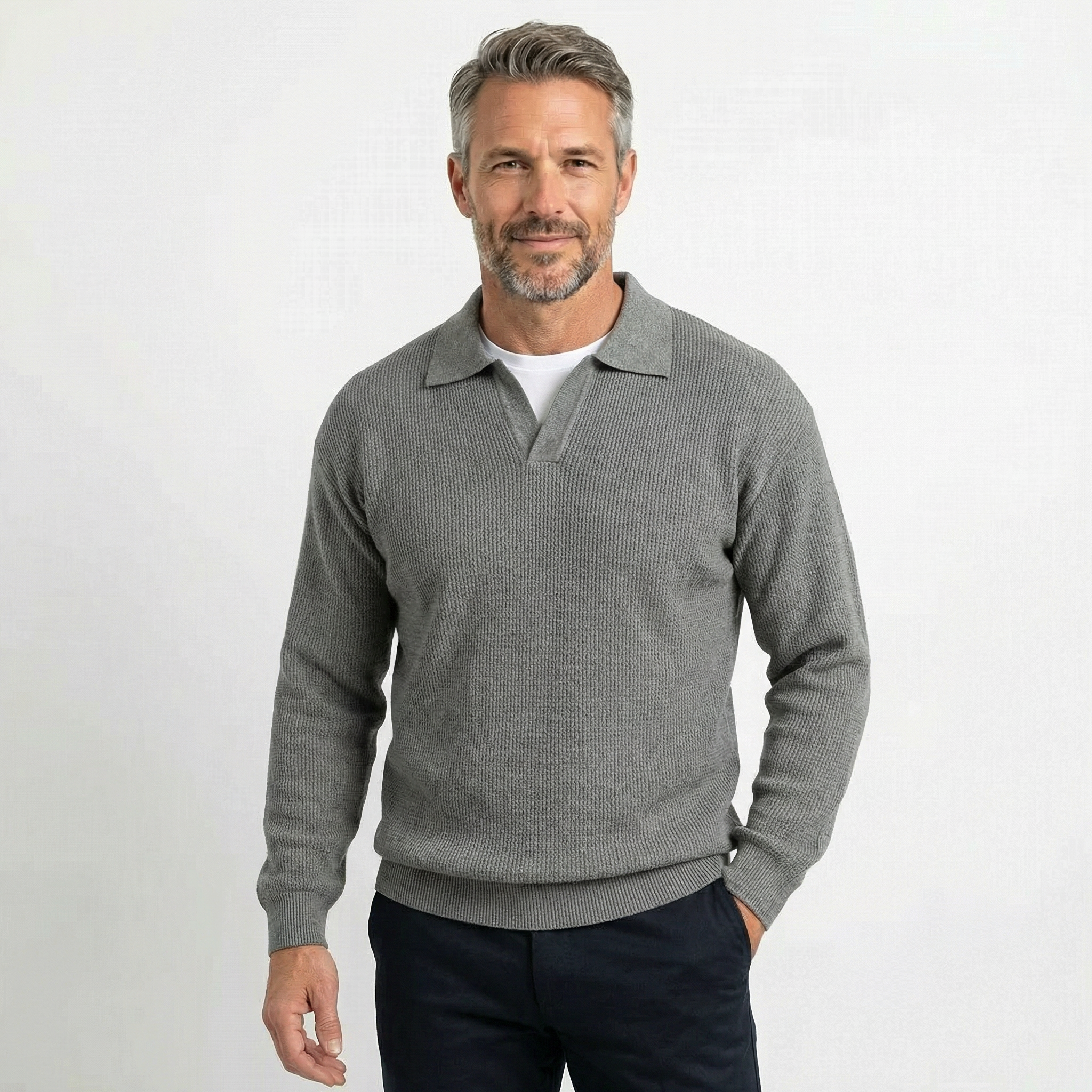 Adrián | Jersey tipo polo de punto casual