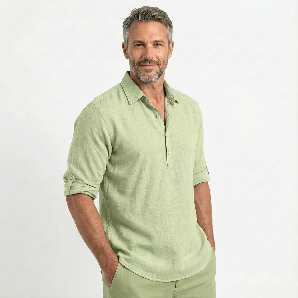 Archie | Camisa clásica de mezcla algodón-lino atemporal