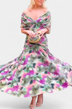 Alondra Vestido Largo con Estampado Floral Fantasía y Escote en V