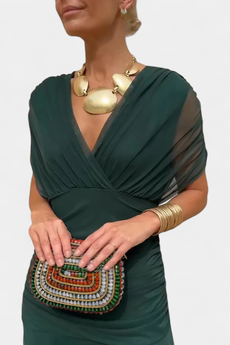 Alondra Vestido Largo con Estampado Floral Fantasía y Escote en V